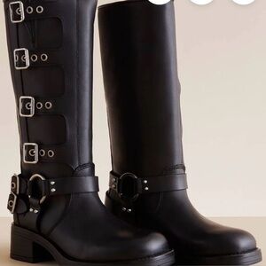 Steve Madden Black Combat Boots with Buckle Straps
